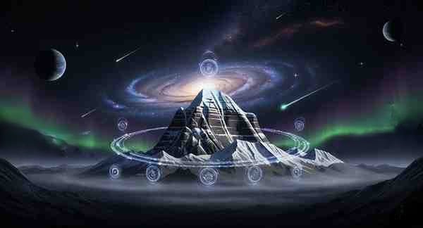 A serene, mystical depiction of Mount Kailash at night.